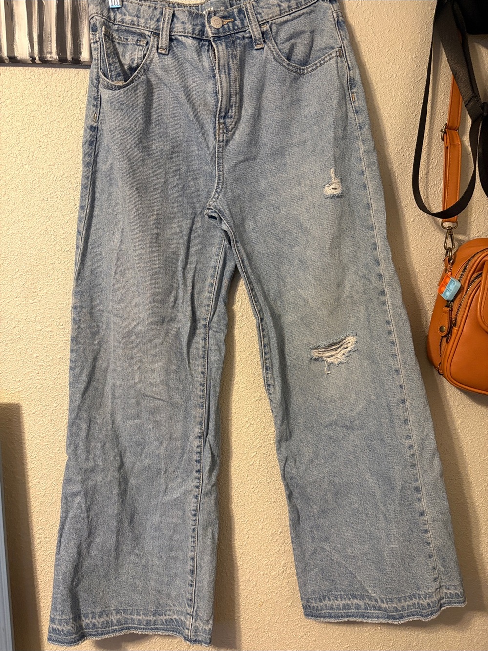 Old Navy Light Blue Distressed Wide-Leg Jeans